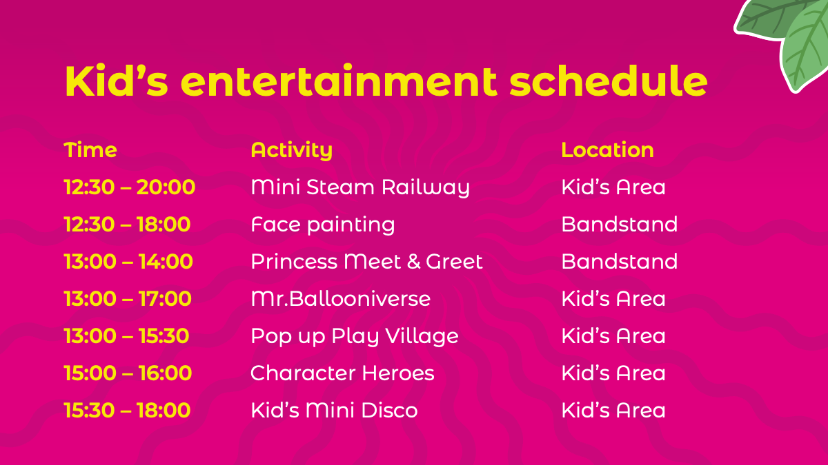 Kid's Entertainment Schedule